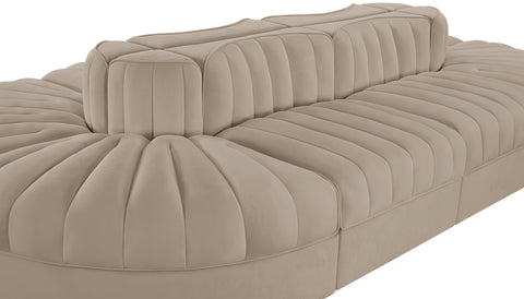 Talia Beige Velvet Performance Fabric Upholstered Sectional, 8-Piece (Style 2)