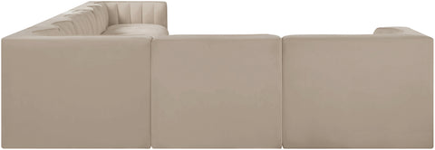 Talia Beige Velvet Performance Fabric Upholstered Sectional, 8-Piece (Style 3)