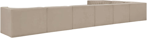 Talia Beige Velvet Performance Fabric Upholstered Sectional, 8-Piece (Style 3)