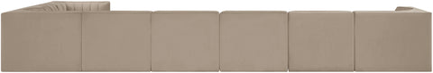 Talia Beige Velvet Performance Fabric Upholstered Sectional, 8-Piece (Style 3)