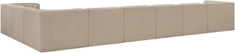 Talia Beige Velvet Performance Fabric Upholstered Sectional, 8-Piece (Style 3)