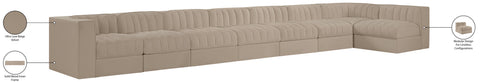 Talia Beige Velvet Performance Fabric Upholstered Sectional, 8-Piece (Style 4)