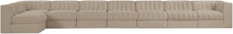 Talia Beige Velvet Performance Fabric Upholstered Sectional, 8-Piece (Style 4)