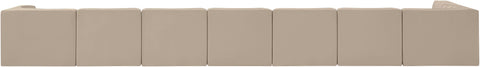 Talia Beige Velvet Performance Fabric Upholstered Sectional, 8-Piece (Style 4)