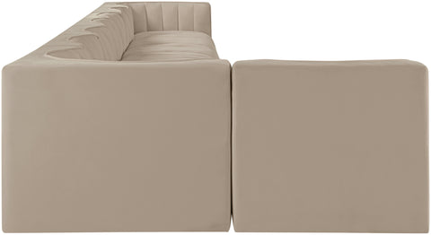 Talia Beige Velvet Performance Fabric Upholstered Sectional, 8-Piece (Style 4)