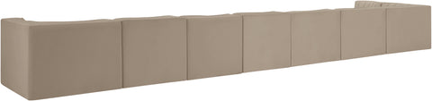 Talia Beige Velvet Performance Fabric Upholstered Sectional, 8-Piece (Style 4)