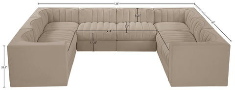 Talia Beige Velvet Performance Fabric Upholstered Sectional