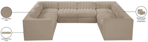 Talia Beige Velvet Performance Fabric Upholstered Sectional