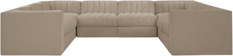 Talia Beige Velvet Performance Fabric Upholstered Sectional