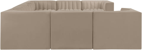 Talia Beige Velvet Performance Fabric Upholstered Sectional