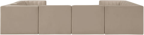 Talia Beige Velvet Performance Fabric Upholstered Sectional