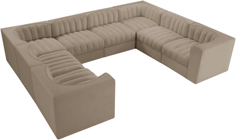 Talia Beige Velvet Performance Fabric Upholstered Sectional