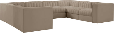 Talia Beige Velvet Performance Fabric Upholstered Sectional