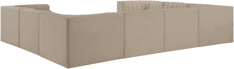 Talia Beige Velvet Performance Fabric Upholstered Sectional