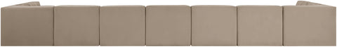 Talia Beige Velvet Performance Fabric Upholstered Sectional, 9-Piece