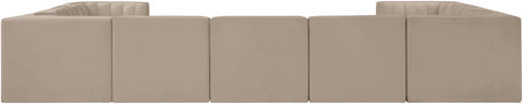 Talia Beige Velvet Performance Fabric Upholstered Sectional, 9-Piece (Style 2)