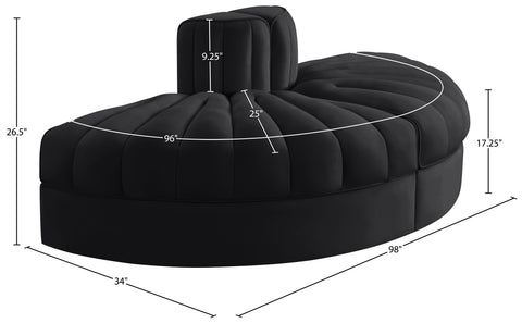 Talia Black Velvet Performance Fabric Upholstered Sofa, 2-Piece