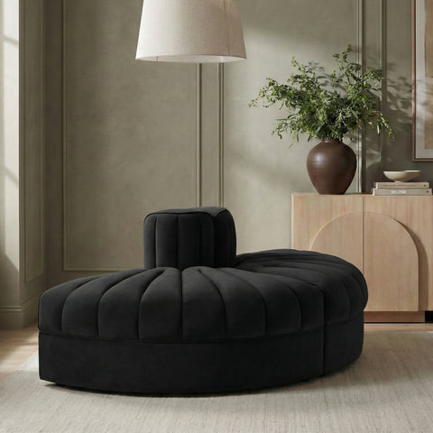 Talia Black Velvet Performance Fabric Upholstered Sofa, 2-Piece