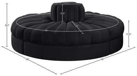 Talia Black Velvet Performance Fabric Upholstered Sofa, 4-Piece
