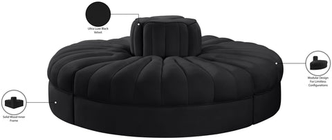 Talia Black Velvet Performance Fabric Upholstered Sofa, 4-Piece