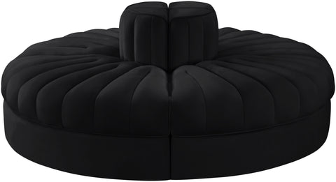 Talia Black Velvet Performance Fabric Upholstered Sofa, 4-Piece
