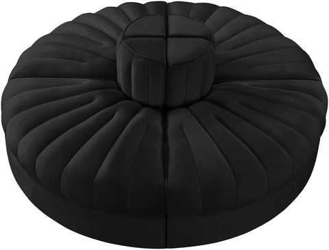 Talia Black Velvet Performance Fabric Upholstered Sofa, 4-Piece