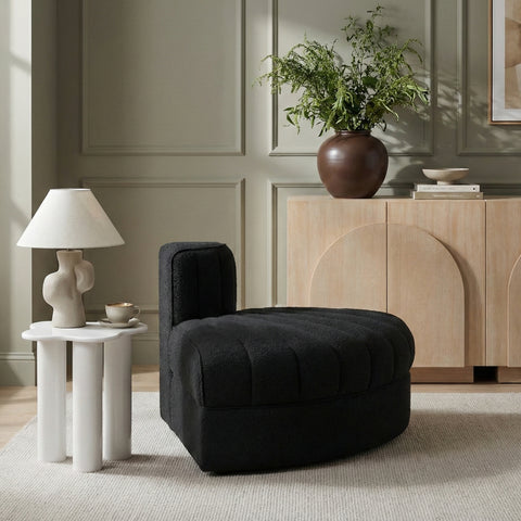 Talia Black Velvet Performance Fabric Upholstered Chair, 1 Piece (Style 3)