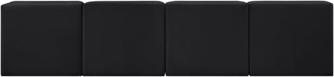 Talia Black Velvet Performance Fabric Upholstered Sofa, 4-Piece (Style 2)