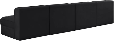 Talia Black Velvet Performance Fabric Upholstered Sofa, 4-Piece (Style 2)