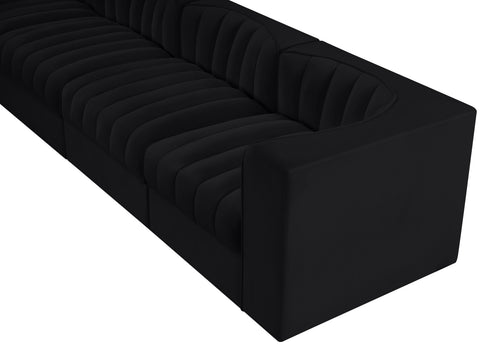 Talia Black Velvet Performance Fabric Upholstered Sofa, 4-Piece (Style 3)