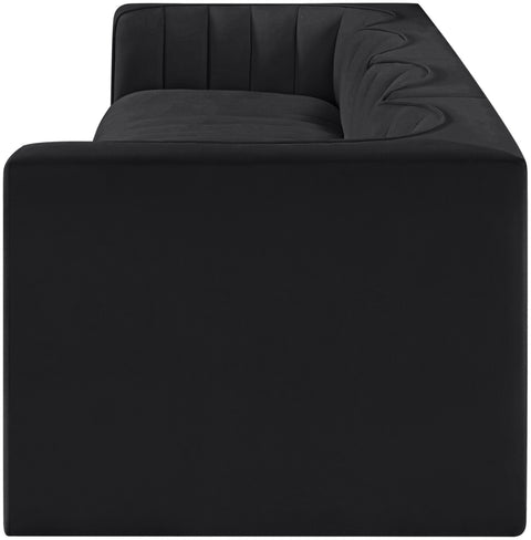 Talia Black Velvet Performance Fabric Upholstered Sofa, 4-Piece (Style 3)