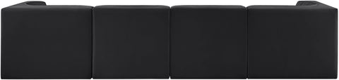 Talia Black Velvet Performance Fabric Upholstered Sofa, 4-Piece (Style 3)