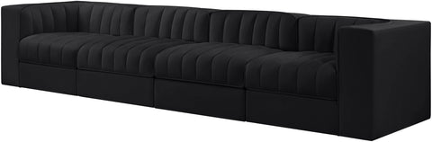 Talia Black Velvet Performance Fabric Upholstered Sofa, 4-Piece (Style 3)