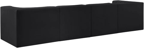 Talia Black Velvet Performance Fabric Upholstered Sofa, 4-Piece (Style 3)