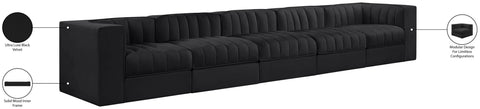 Talia Black Velvet Performance Fabric Upholstered Sofa, 5-Piece