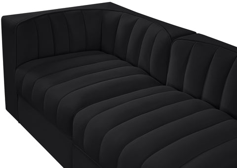 Talia Black Velvet Performance Fabric Upholstered Sofa, 5-Piece