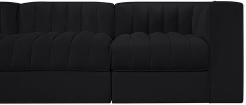 Talia Black Velvet Performance Fabric Upholstered Sofa, 5-Piece