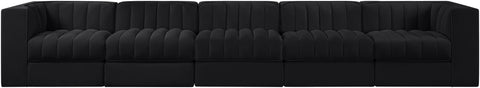 Talia Black Velvet Performance Fabric Upholstered Sofa, 5-Piece