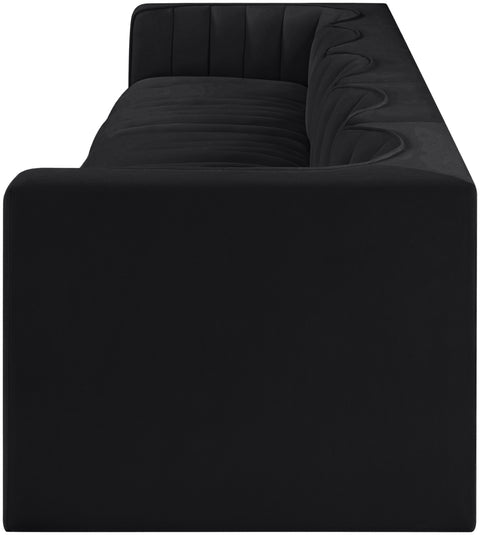 Talia Black Velvet Performance Fabric Upholstered Sofa, 5-Piece