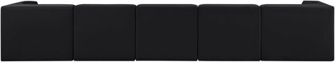 Talia Black Velvet Performance Fabric Upholstered Sofa, 5-Piece