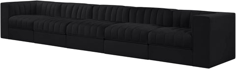 Talia Black Velvet Performance Fabric Upholstered Sofa, 5-Piece