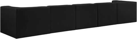 Talia Black Velvet Performance Fabric Upholstered Sofa, 5-Piece