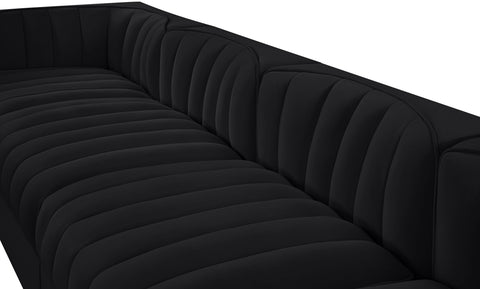 Talia Black Velvet Performance Fabric Upholstered Sofa, 5-Piece