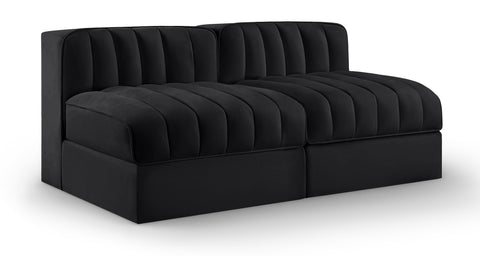 Talia Black Velvet Performance Fabric Upholstered Loveseat, 2-Piece
