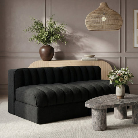 Talia Black Velvet Performance Fabric Upholstered Loveseat, 2-Piece
