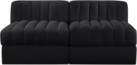 Talia Black Velvet Performance Fabric Upholstered Loveseat, 2-Piece