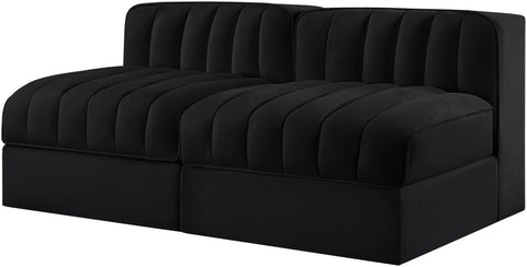 Talia Black Velvet Performance Fabric Upholstered Loveseat, 2-Piece