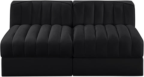 Talia Black Velvet Performance Fabric Upholstered Loveseat, 2-Piece