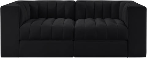 Talia Black Velvet Performance Fabric Upholstered Loveseat, 2-Piece (Style 2)
