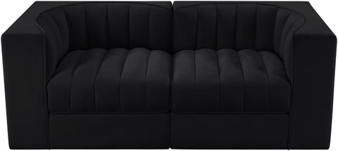 Talia Black Velvet Performance Fabric Upholstered Loveseat, 2-Piece (Style 2)